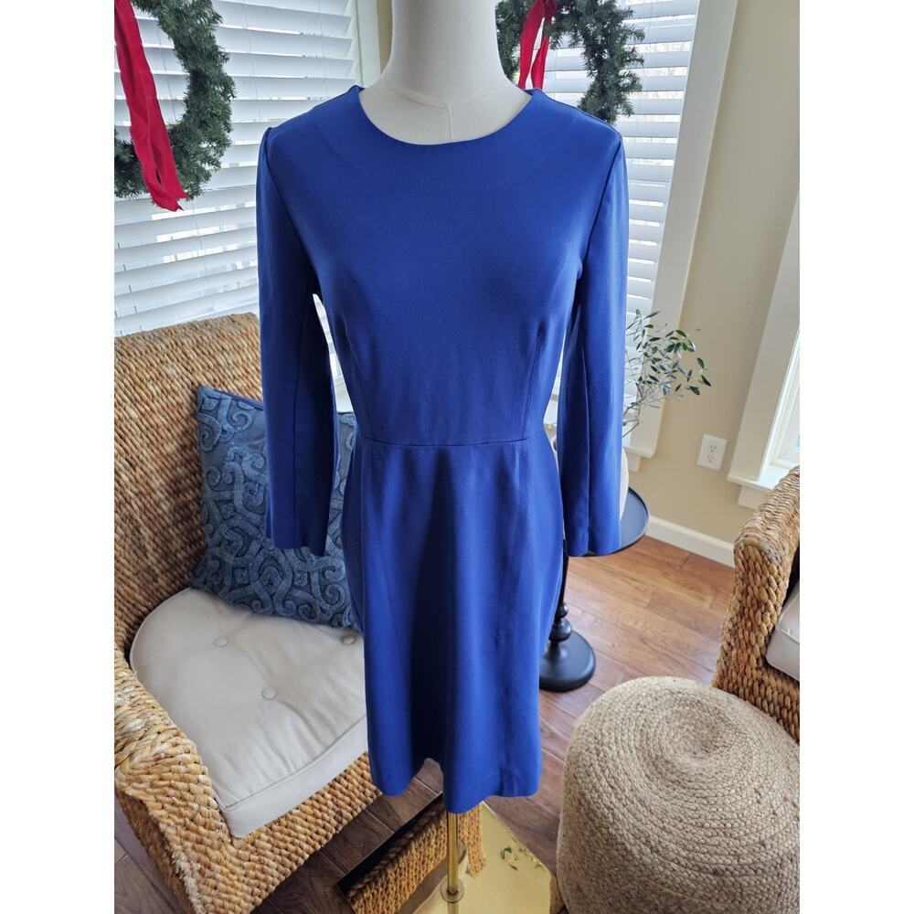 J. Crew Long Sleeve Dress With Silver Zipper Royal Blue Women's Size 4